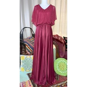 70s Maroon Polyester Gown